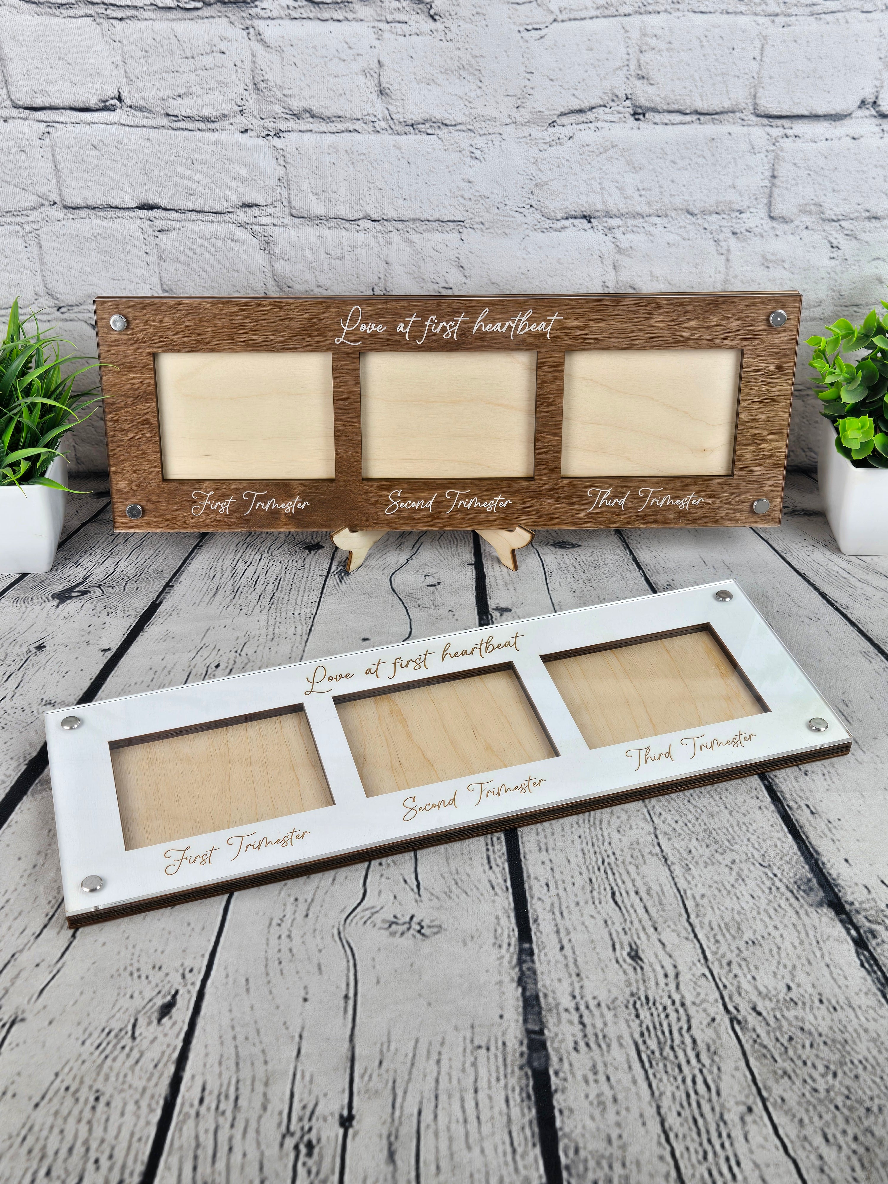 Love at First Heartbeat 3 Trimester Sonogram Frame
