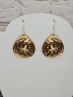 Handcrafted Ocean Scene Wood Earrings