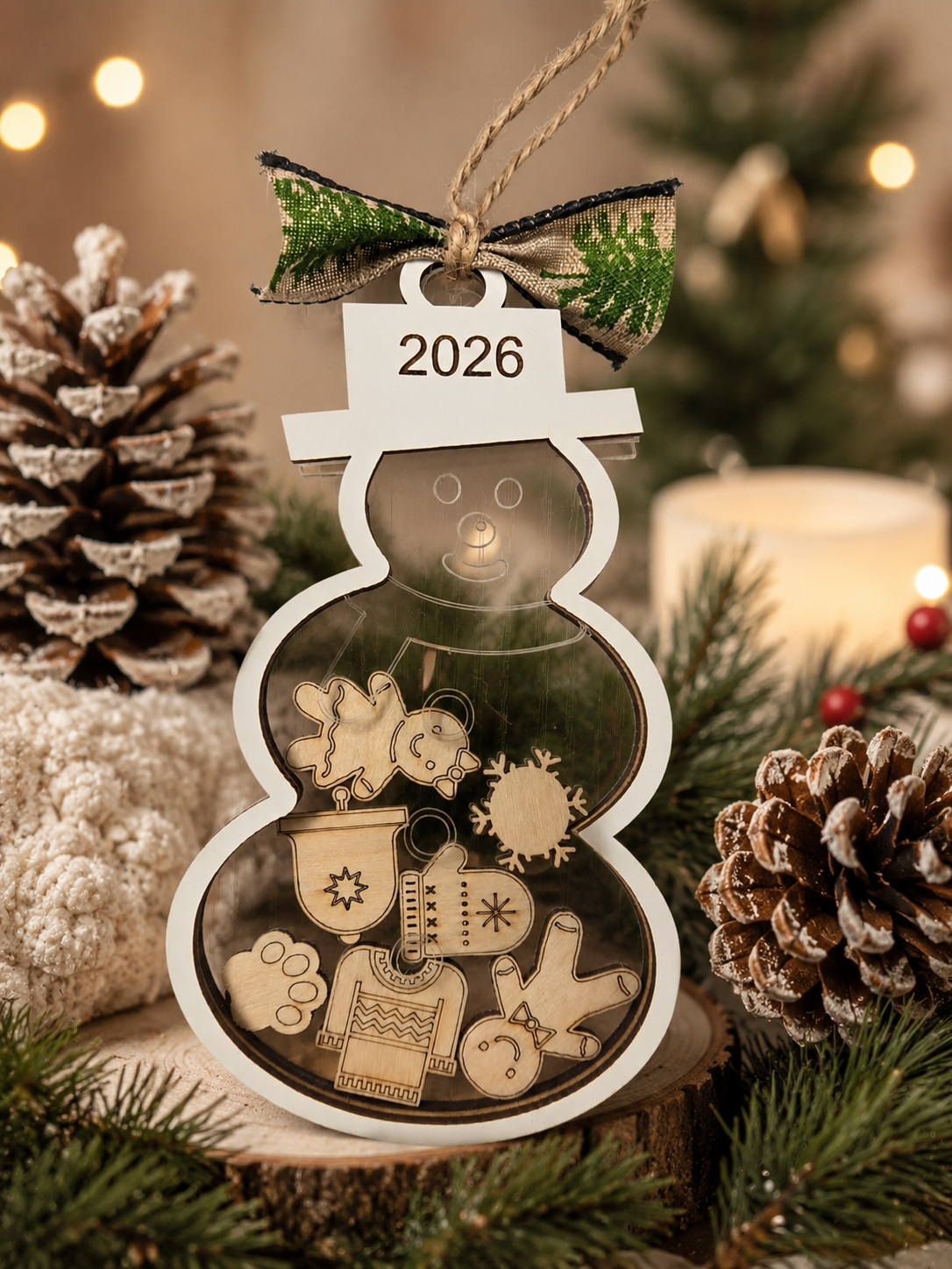 Merry Christmas Wood Shaker Ornament