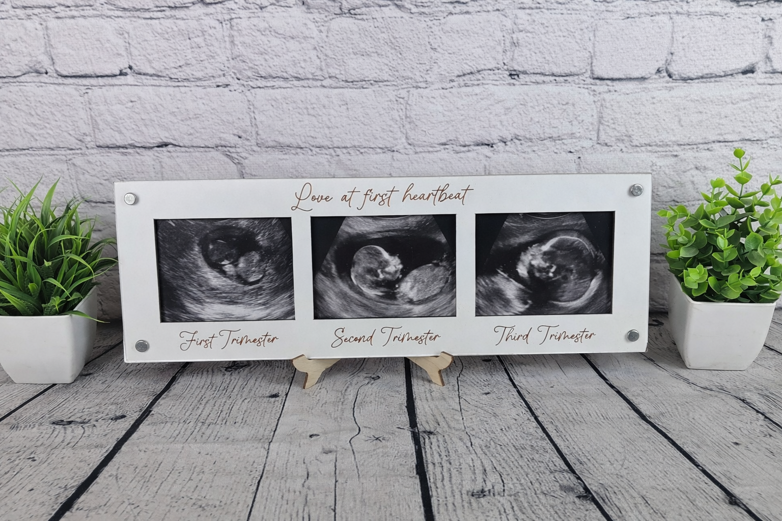 Love at First Heartbeat 3 Trimester Sonogram Frame