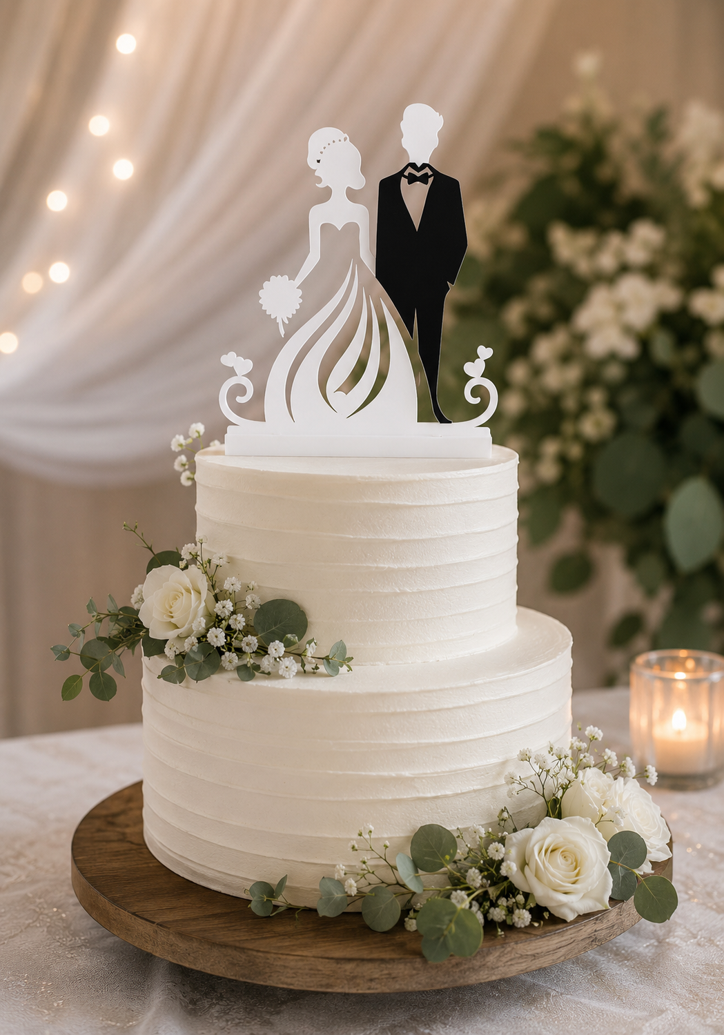 Bride & Groom Silhouette Acrylic Wedding Cake Topper